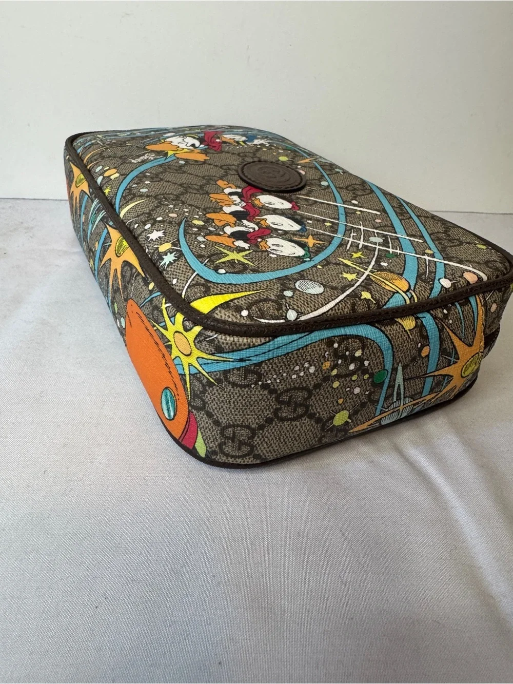 Gucci Brown Donald Duck Print Belt Bag with Blue Accents